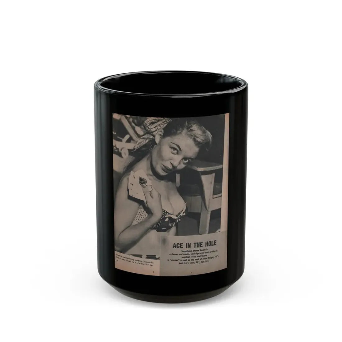Sheree North #286 - Frolic Mag. Feb. '52 - 1 B&W Photo & Captions (Vintage Female Icon) Black Coffee Mug 15oz - Go Mug Yourself