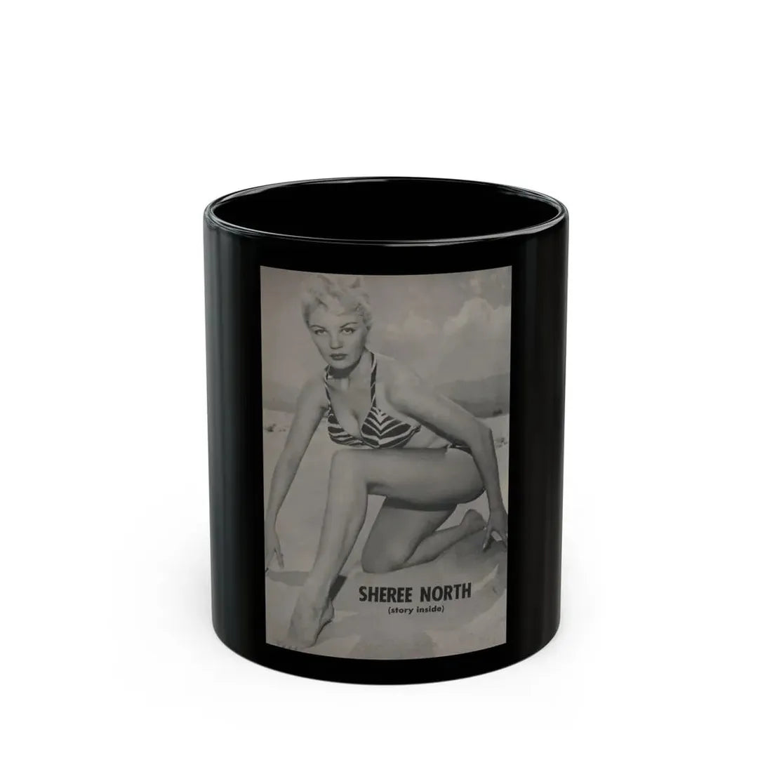 Sheree North #293 - PHOTO Mag. Feb. '54 - 1 B&W Inside Cover Photo (Vintage Female Icon) Black Coffee Mug - Go Mug Yourself