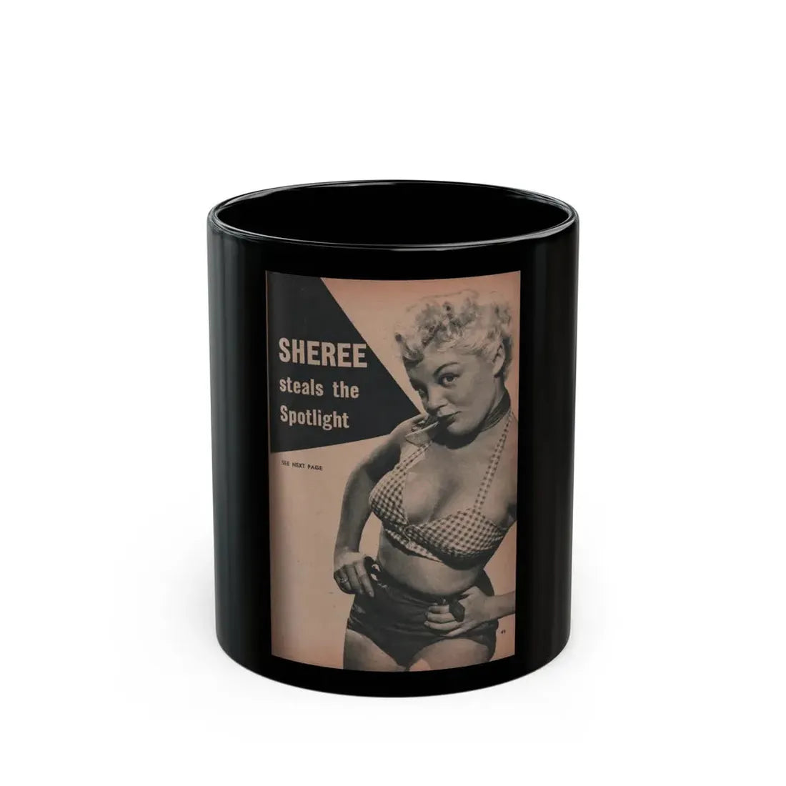 Sheree North #294 - PHOTO Mag. Feb. '54 - 1 B&W Photo (Vintage Female Icon) Black Coffee Mug 11oz - Go Mug Yourself