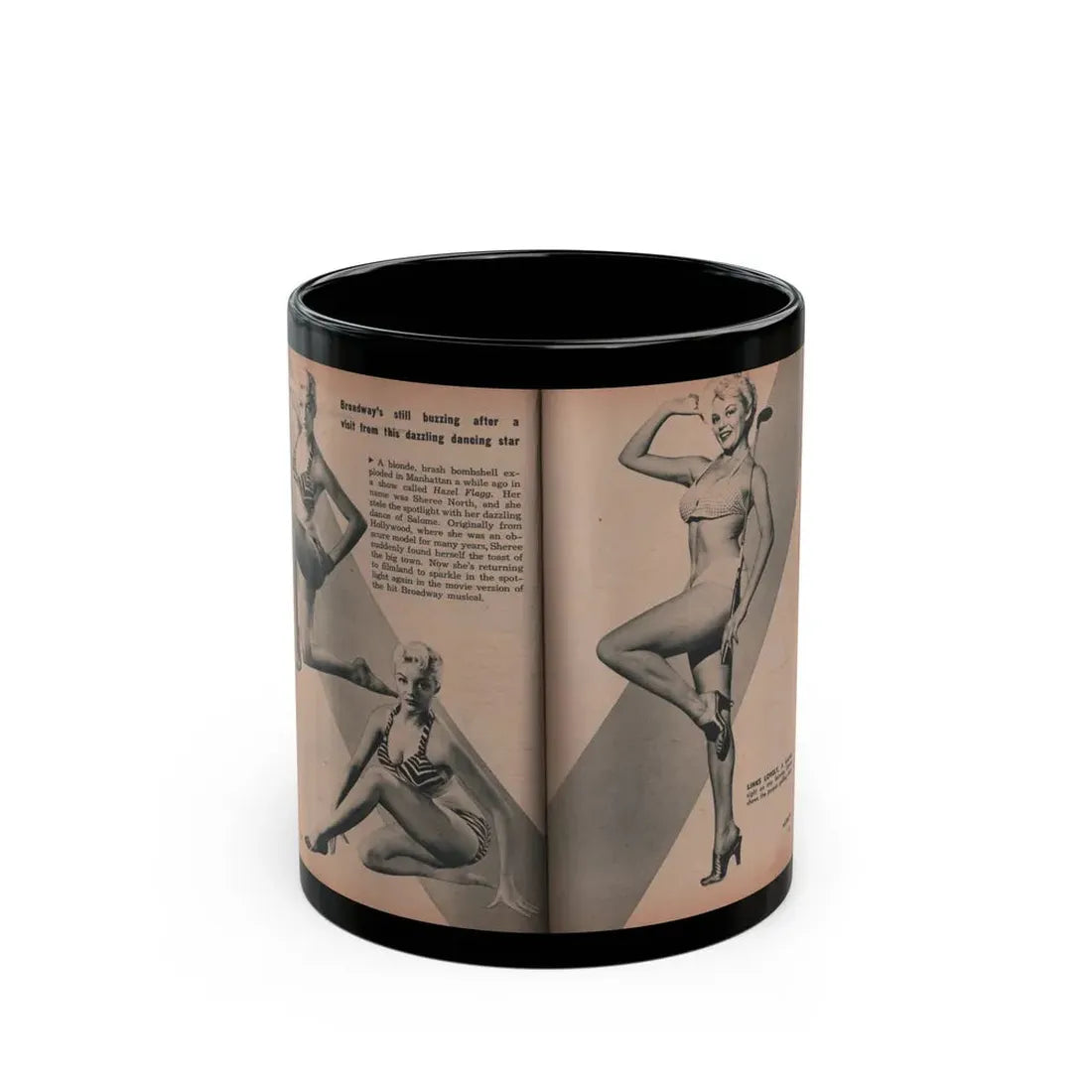 Sheree North #295 - PHOTO Mag. Feb. '54 - 3 B&W Photos, Short Article & Caption (Vintage Female Icon) Black Coffee Mug 11oz - Go Mug Yourself