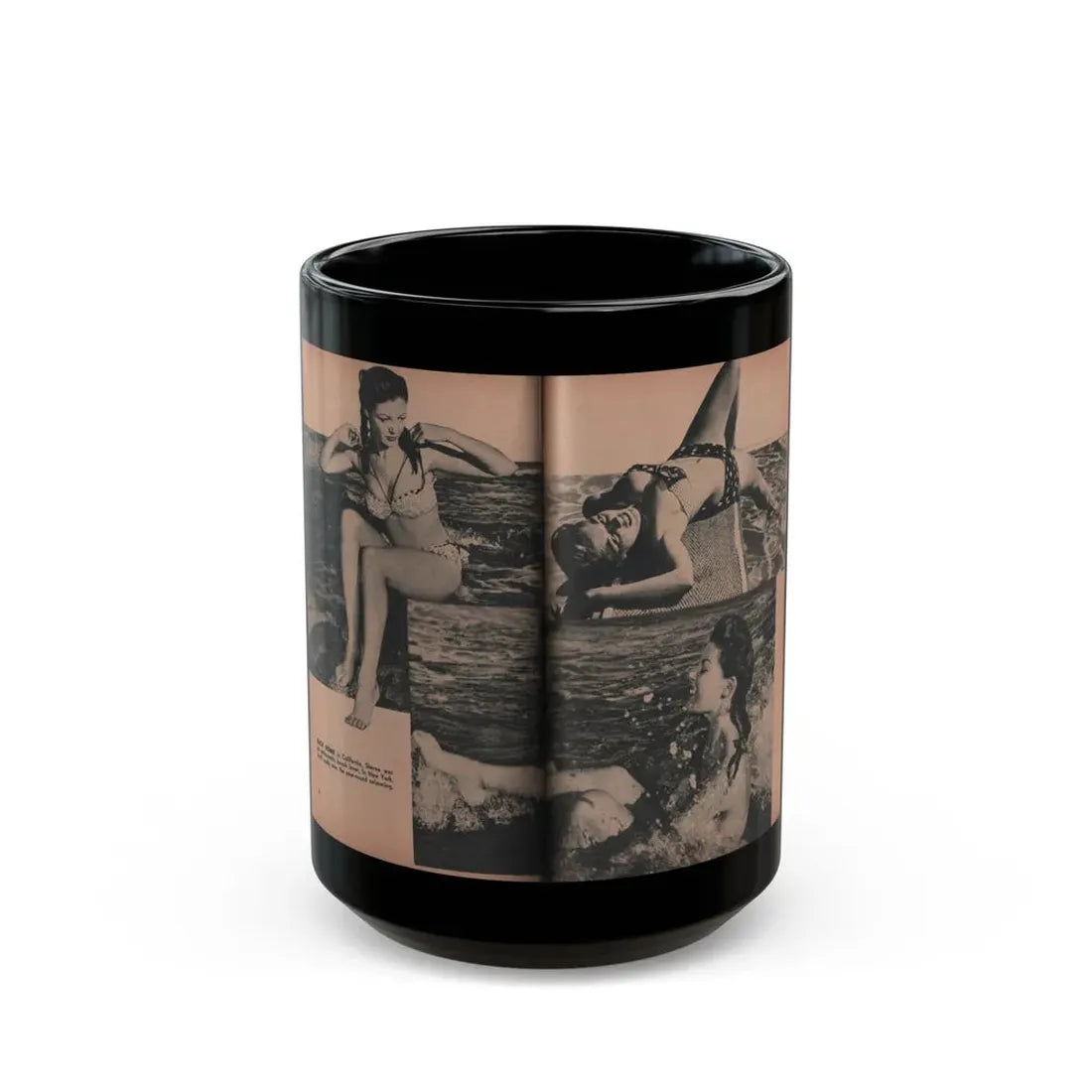 Sheree North #298 - PHOTO Digest Mag. Aug. '53 - 3 B&W Photos & Caption (Vintage Female Icon) Black Coffee Mug 15oz - Go Mug Yourself