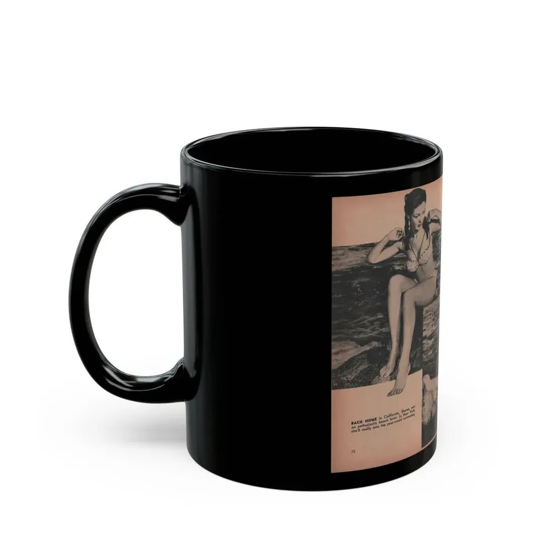 Sheree North #298 - PHOTO Digest Mag. Aug. '53 - 3 B&W Photos & Caption (Vintage Female Icon) Black Coffee Mug - Go Mug Yourself