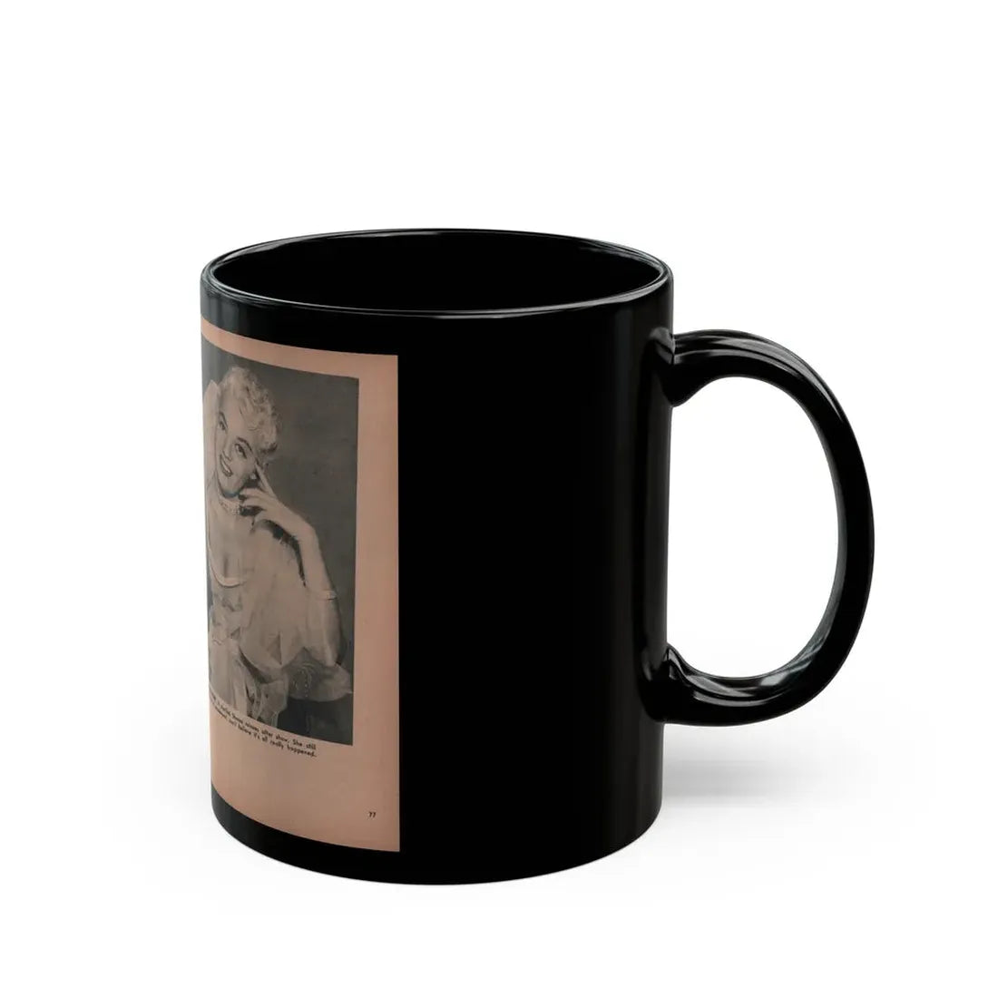 Sheree North #300 - PHOTO Digest Mag. Aug. '53 - 2 B&W Photos & Caption (Vintage Female Icon) Black Coffee Mug - Go Mug Yourself