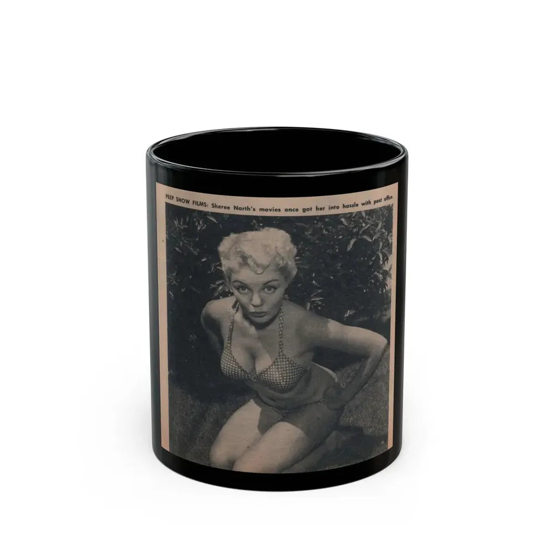 Sheree North #301 - Picture Scope Digest Mag. March '53 - 1 B&W Photo & Caption (Vintage Female Icon) Black Coffee Mug 11oz - Go Mug Yourself