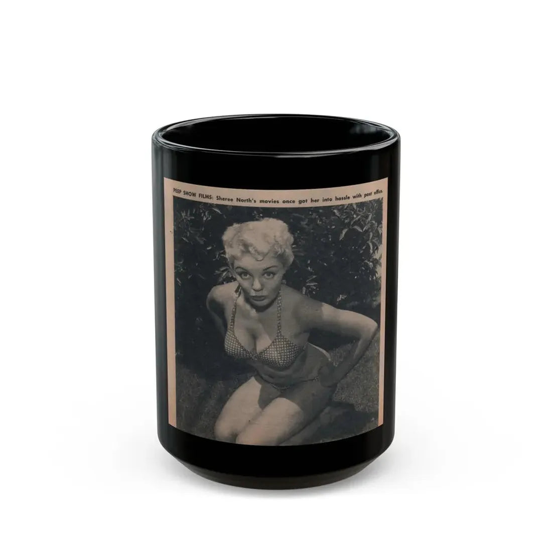 Sheree North #301 - Picture Scope Digest Mag. March '53 - 1 B&W Photo & Caption (Vintage Female Icon) Black Coffee Mug 15oz - Go Mug Yourself