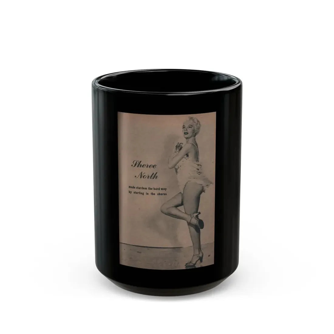 Sheree North #302 - Brief Digest Mag. Feb. '54 - 1 B&W Photo & Caption (Vintage Female Icon) Black Coffee Mug 15oz - Go Mug Yourself