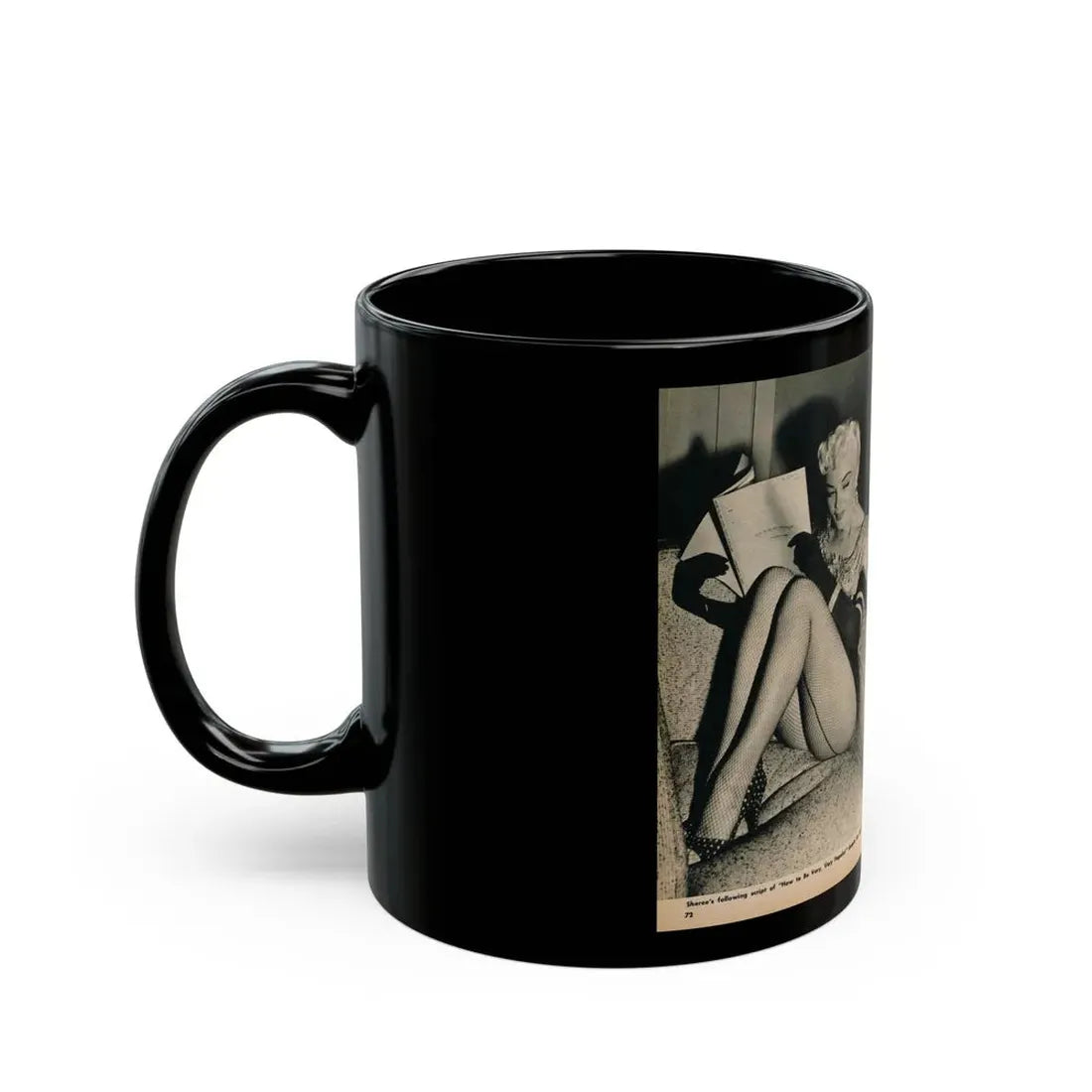 Sheree North #331 - picture DIGEST Mag. Dec. '55 - 2 Pages, 2 B&W Photos & Captions (Vintage Female Icon) Black Coffee Mug - Go Mug Yourself