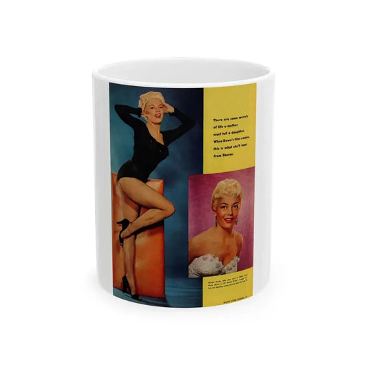 Sheree North #336 - 8x10.5 Mag. Page 2 Color Photos on Mag. Page with, 1 Full Pin-Up & 1 Smaller Glamour Head Shot from Movie Stars Parade Circa 50's (Vintage Female Icon) White Coffee Mug 11oz - Go Mug Yourself