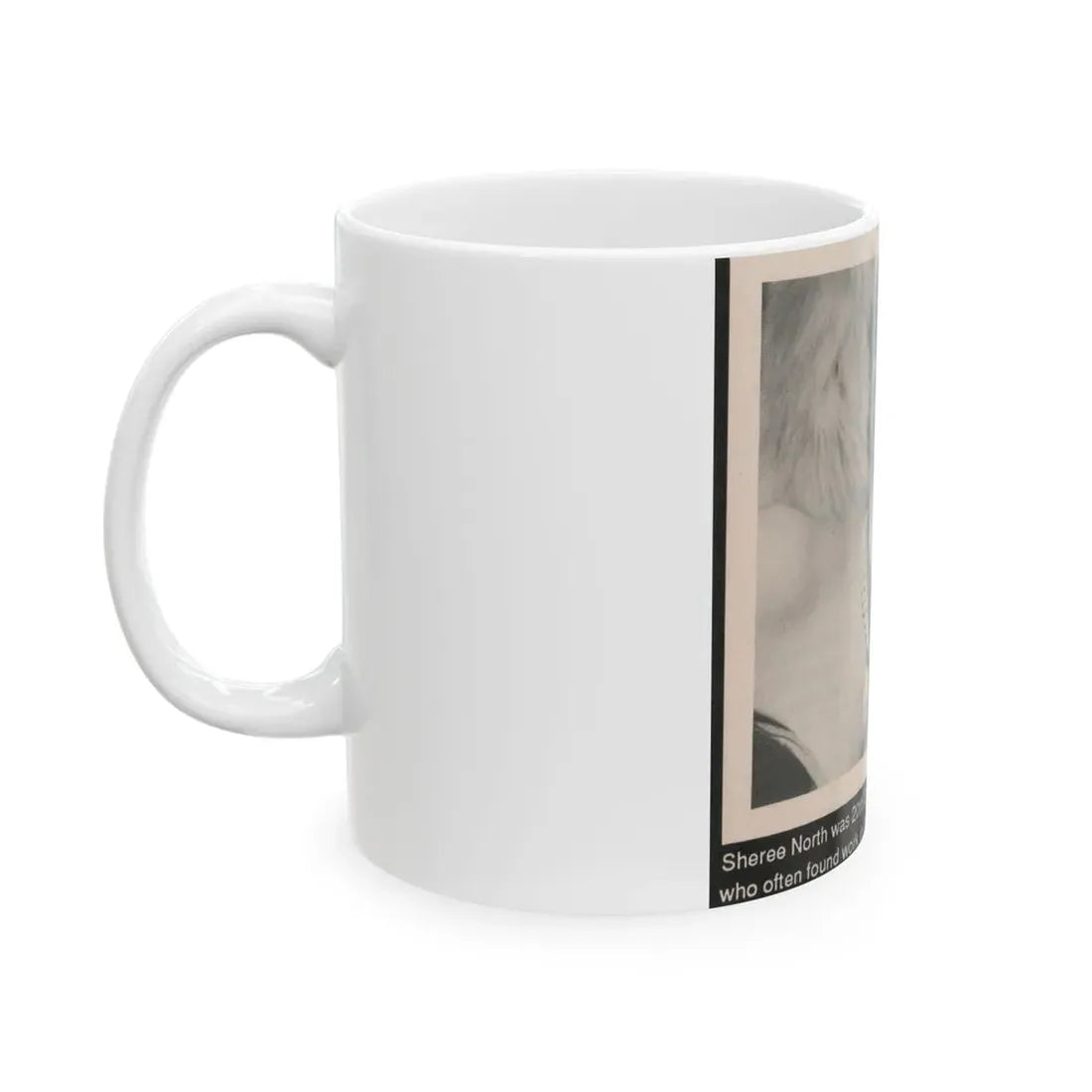 Sheree North #341 - 3x5 Small B&W Glamour Portriat Clipping with, Caption from 1950's Movie Star Magazine (Vintage Female Icon) White Coffee Mug - Go Mug Yourself