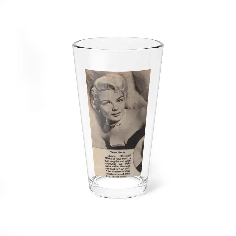 Sheree North #342 - 2.5x4.25 Small B&W Glamour Portriat Clipping with, Caption from 1950's Movie Star Magazine (Vintage Female Icon) Pint Glass 16oz 16oz - Go Mug Yourself
