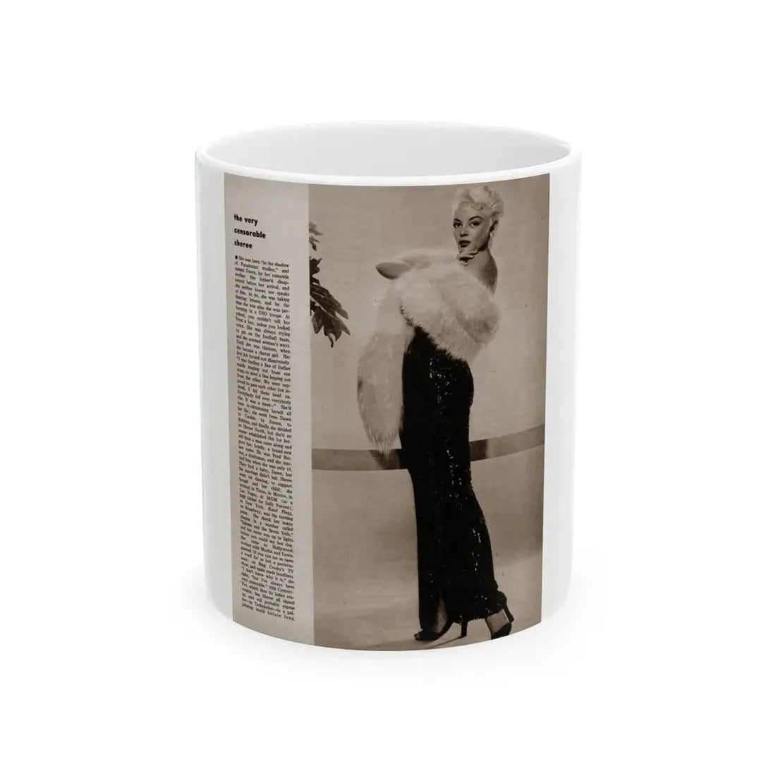 Sheree North #343 - 1 8x10 Page of B&W Glamour Photo with, Short Article from Movie Star Magazine Circa 1950's1 (Vintage Female Icon) White Coffee Mug 11oz - Go Mug Yourself