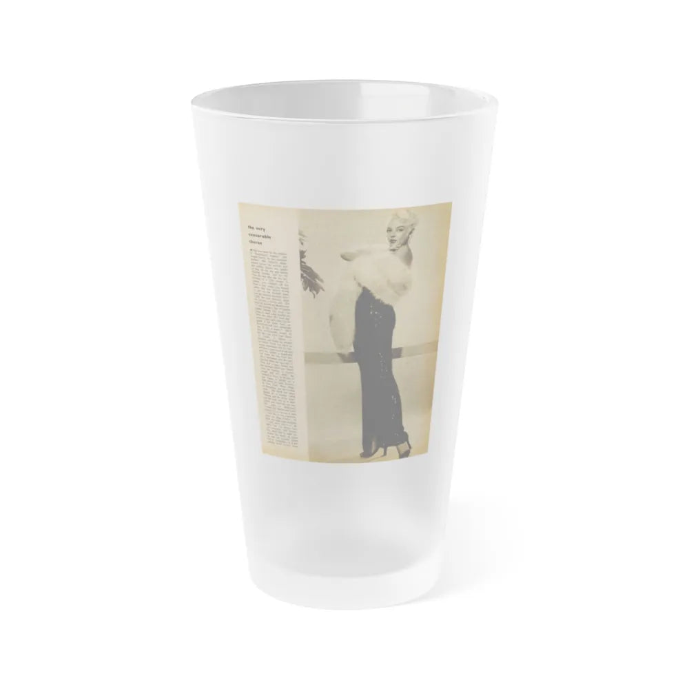 Sheree North #343 - 1 8x10 Page of B&W Glamour Photo with, Short Article from Movie Star Magazine Circa 1950's (Vintage Female Icon) Frosted Pint Glass 16oz-16oz-Frosted-Go Mug Yourself