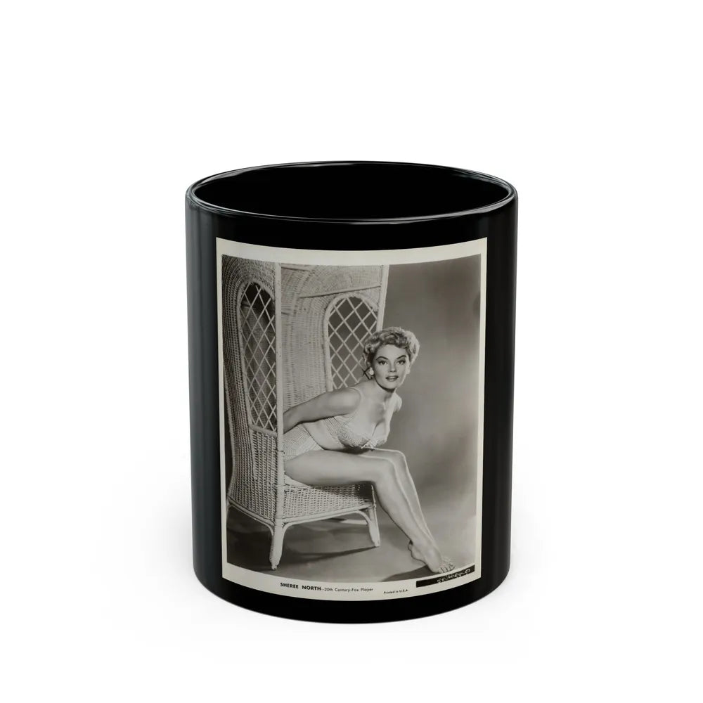Sheree North #347 - 8x10 B&W Vintage Full Body 2-Piece Bikini Cheesecake Photo (Vintage Female Icon) Black Coffee Mug-11oz-Go Mug Yourself