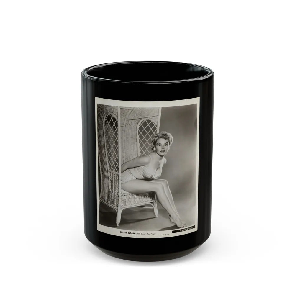 Sheree North #347 - 8x10 B&W Vintage Full Body 2-Piece Bikini Cheesecake Photo (Vintage Female Icon) Black Coffee Mug-15oz-Go Mug Yourself