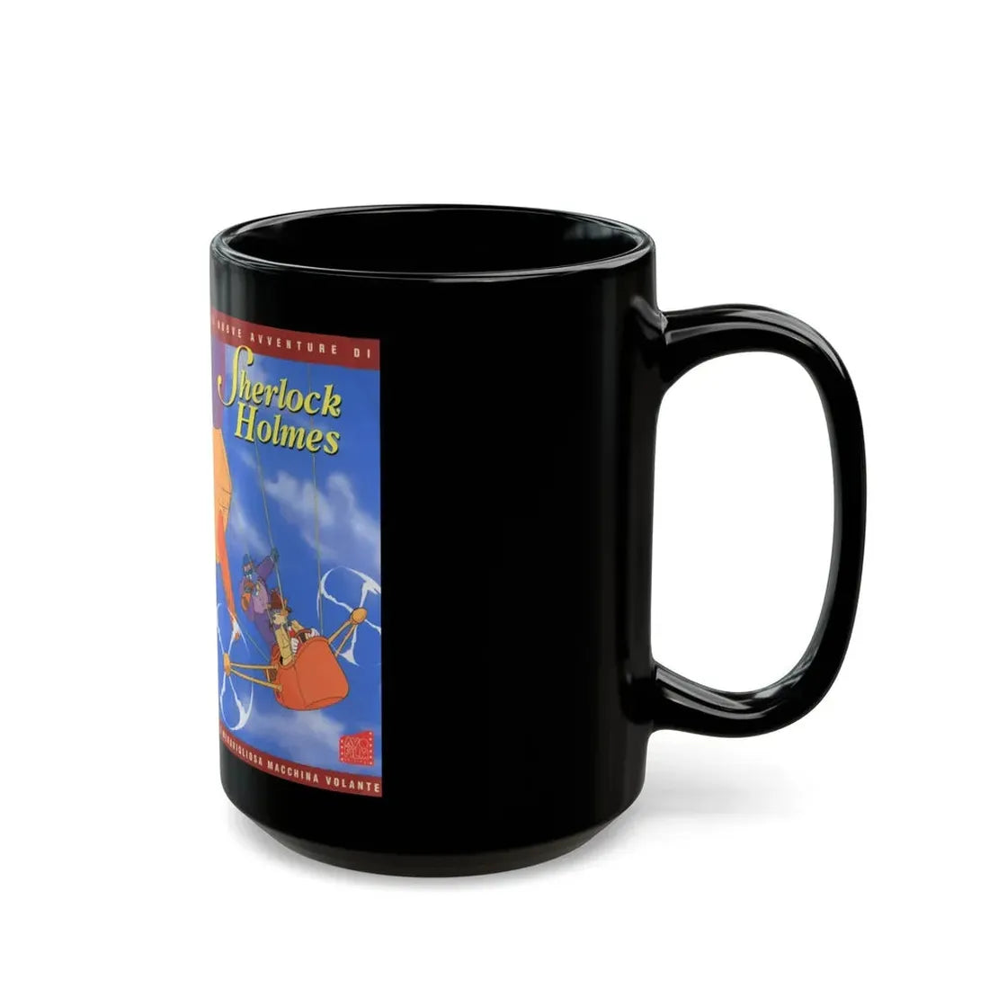 SHERLOCK HOLMES FRENCH CARTOON (VHS COVER) - Black Coffee Mug - Go Mug Yourself