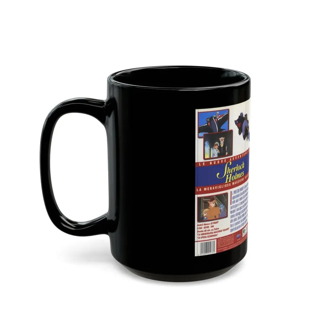 SHERLOCK HOLMES FRENCH CARTOON (VHS COVER) - Black Coffee Mug - Go Mug Yourself