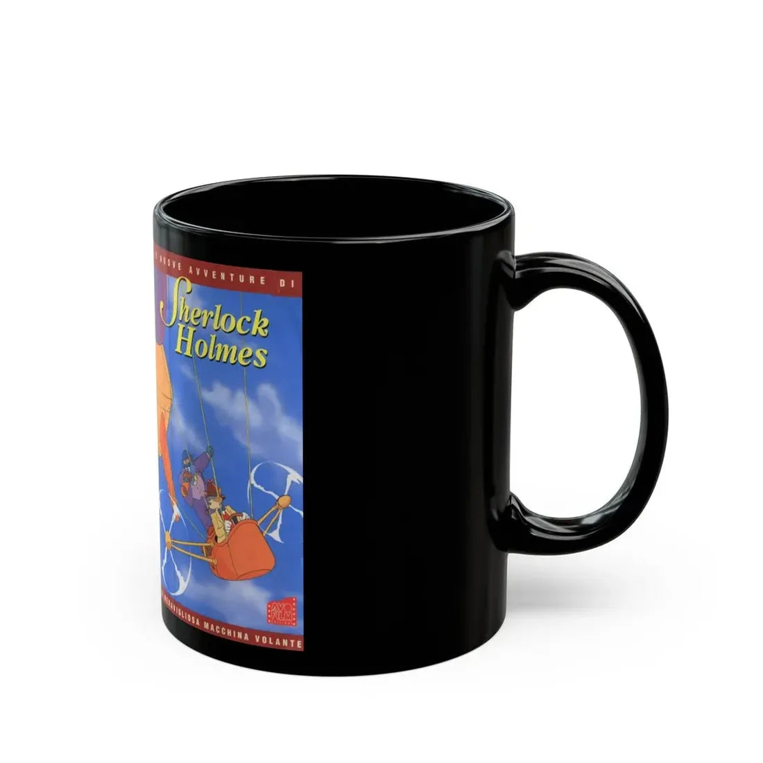 SHERLOCK HOLMES FRENCH CARTOON (VHS COVER) - Black Coffee Mug - Go Mug Yourself