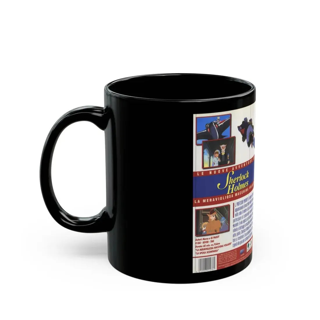 SHERLOCK HOLMES FRENCH CARTOON (VHS COVER) - Black Coffee Mug - Go Mug Yourself