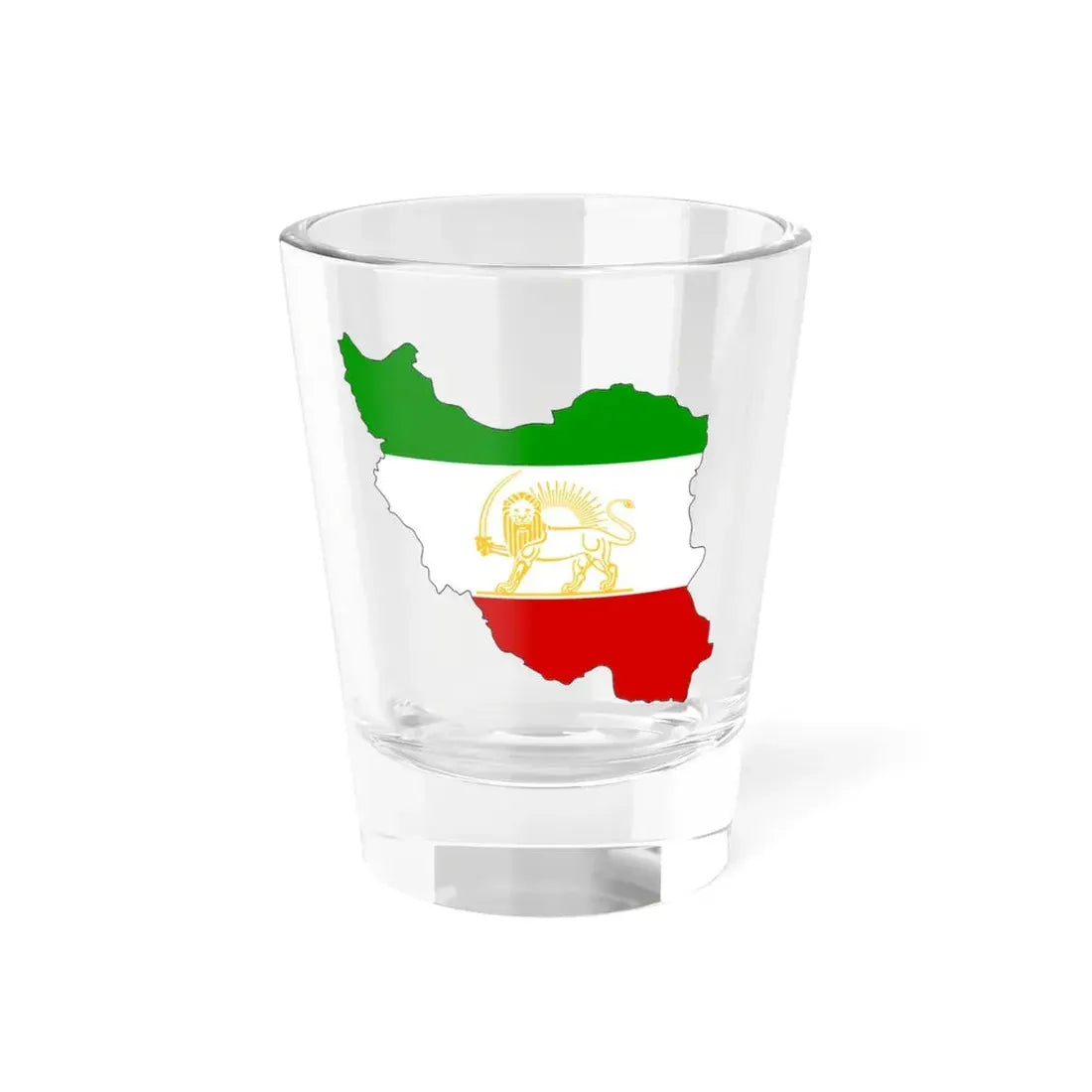 Shir-o-Khorshid Flag of Iran in map (Iran) Shot Glass 1.5oz 1.5oz - Go Mug Yourself