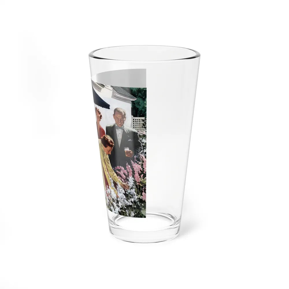 Showing Off The Flower Garden, Collier's, August 27, 1949 (Magazine Illustration) Pint Glass 16oz - Go Mug Yourself
