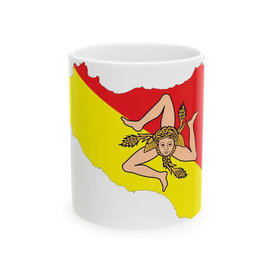 Sicily-Flagmap (Italy) White Coffee Mug 11oz - Go Mug Yourself