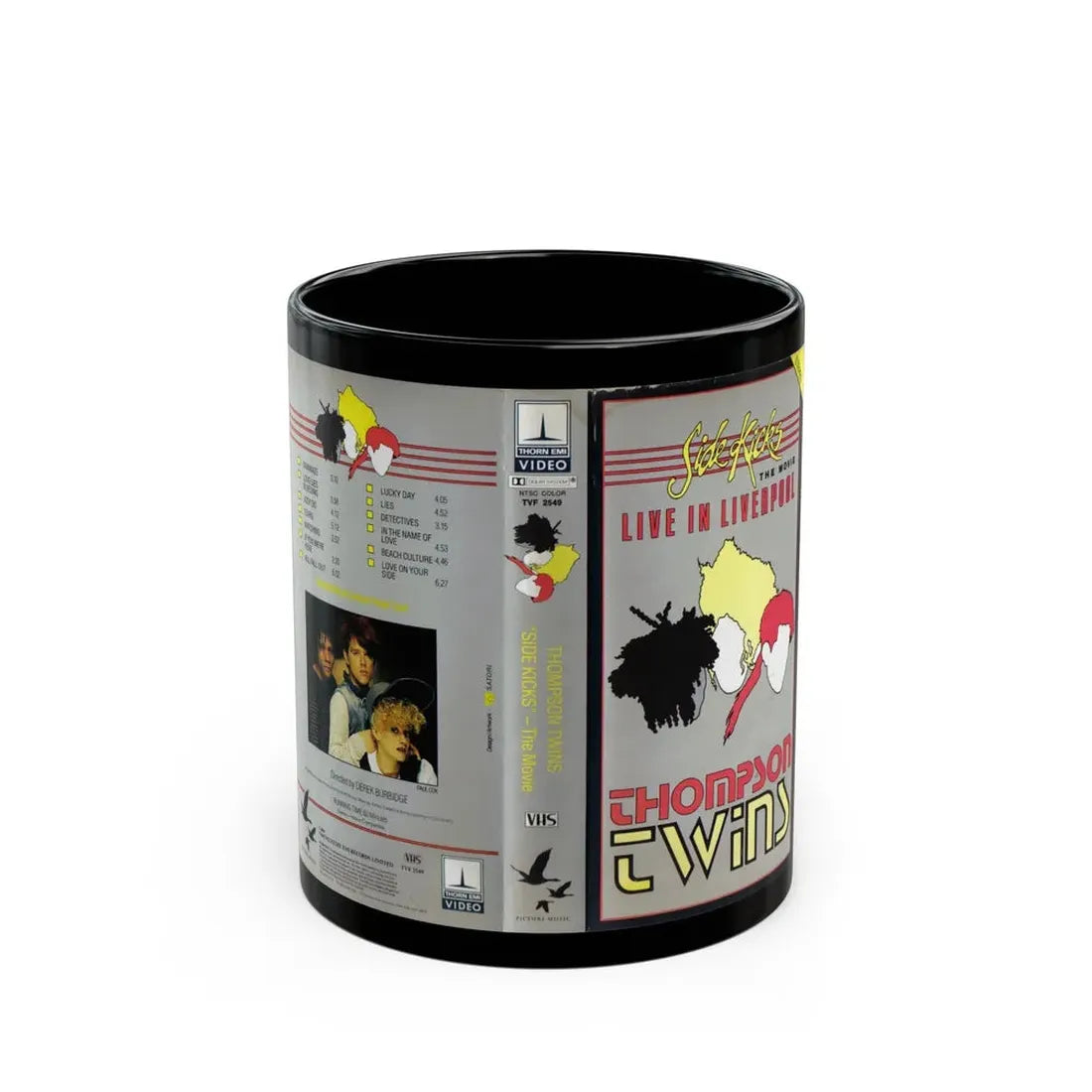 SIDE KICKS THE MOVIE THOMPSON TWINS (VHS COVER) - Black Coffee Mug 11oz - Go Mug Yourself