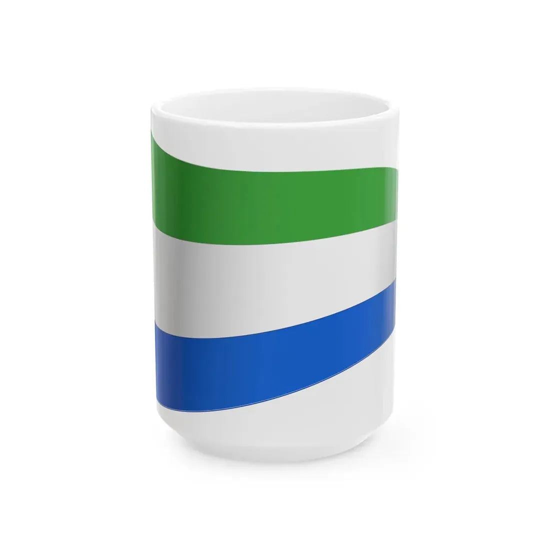 Sierra Leone Flag - iconic waving (Sierra Leone) White Coffee Mug 15oz - Go Mug Yourself
