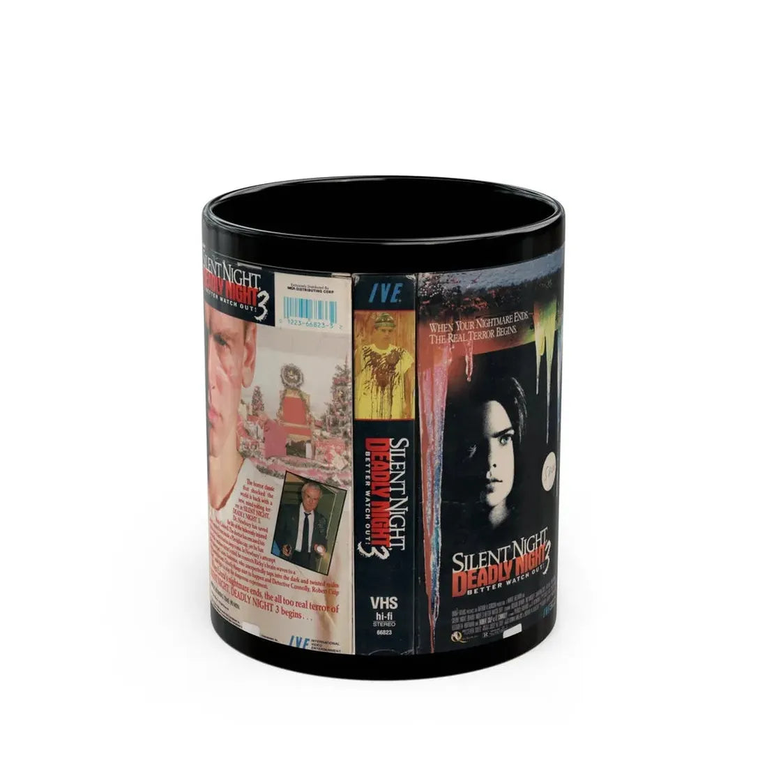 SILENT NIGHT DEADLY NIGHT 3 BETTER WATCH OUT (VHS COVER) - Black Coffee Mug 11oz - Go Mug Yourself