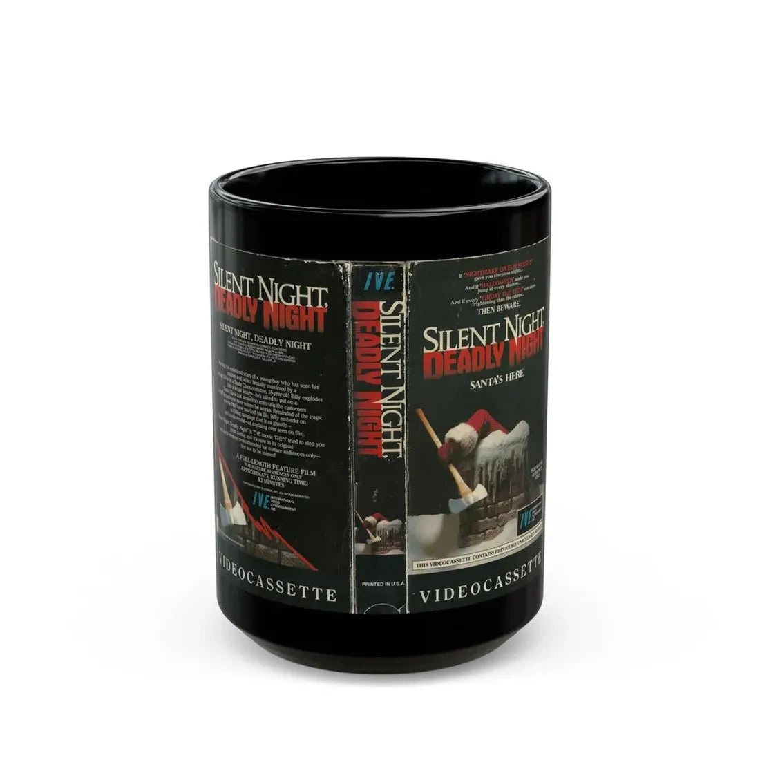SILENT NIGHT DEADLY NIGHT (VHS COVER) - Black Coffee Mug 15oz - Go Mug Yourself