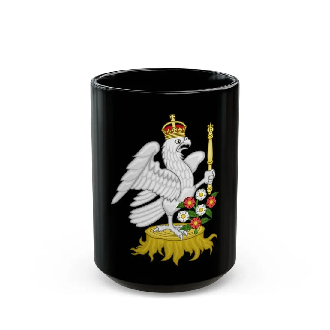 Silver Falcon Badge - Black Coffee Mug 15oz - Go Mug Yourself