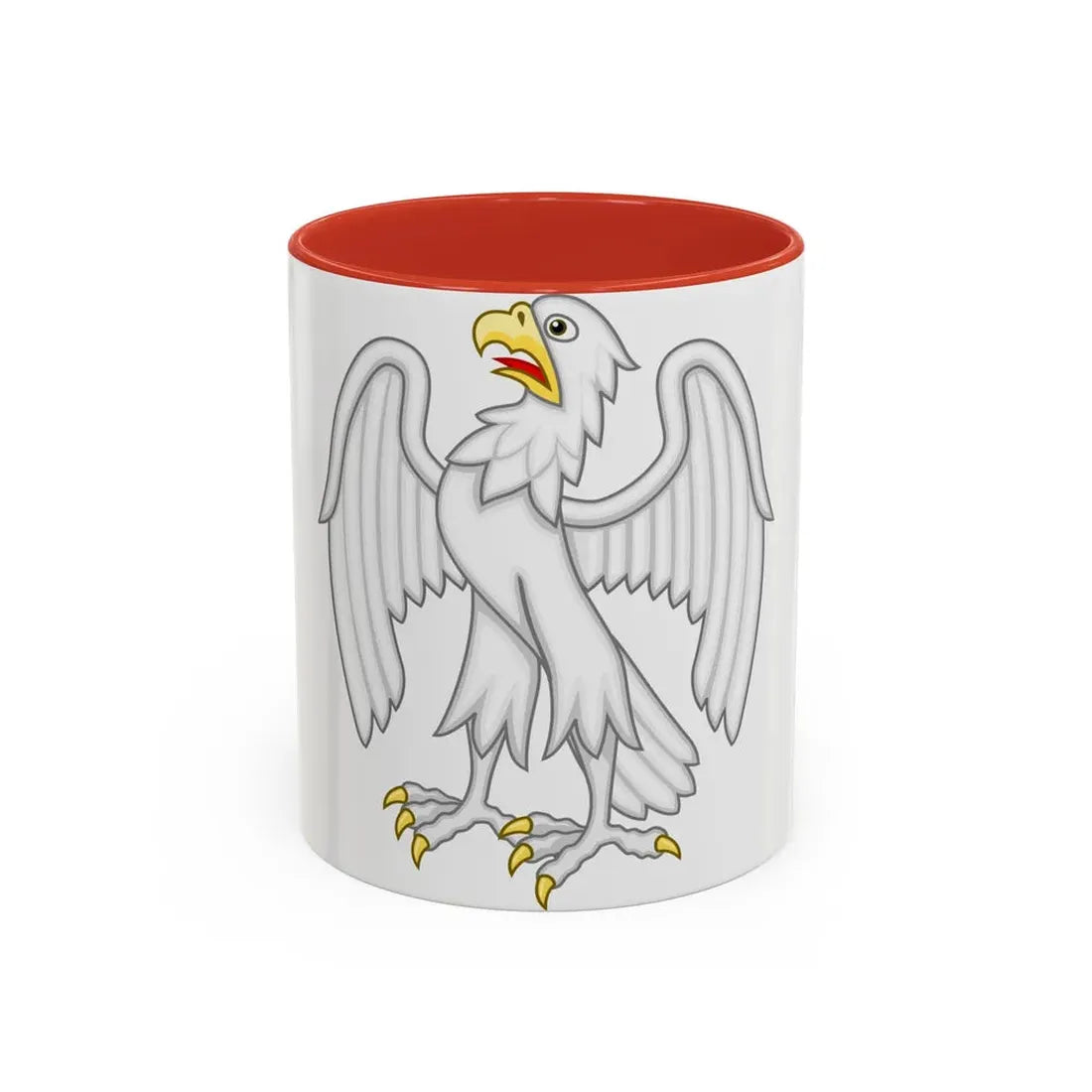 Silver Falcon Badge of Edward III - Accent Coffee Mug 11oz Red - Go Mug Yourself
