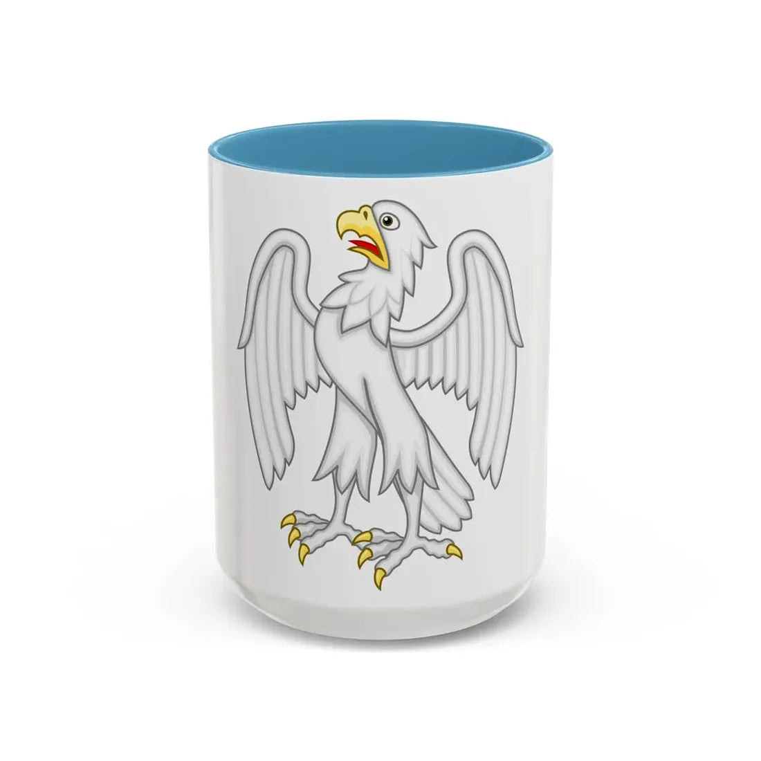 Silver Falcon Badge of Edward III - Accent Coffee Mug 15oz Light Blue - Go Mug Yourself