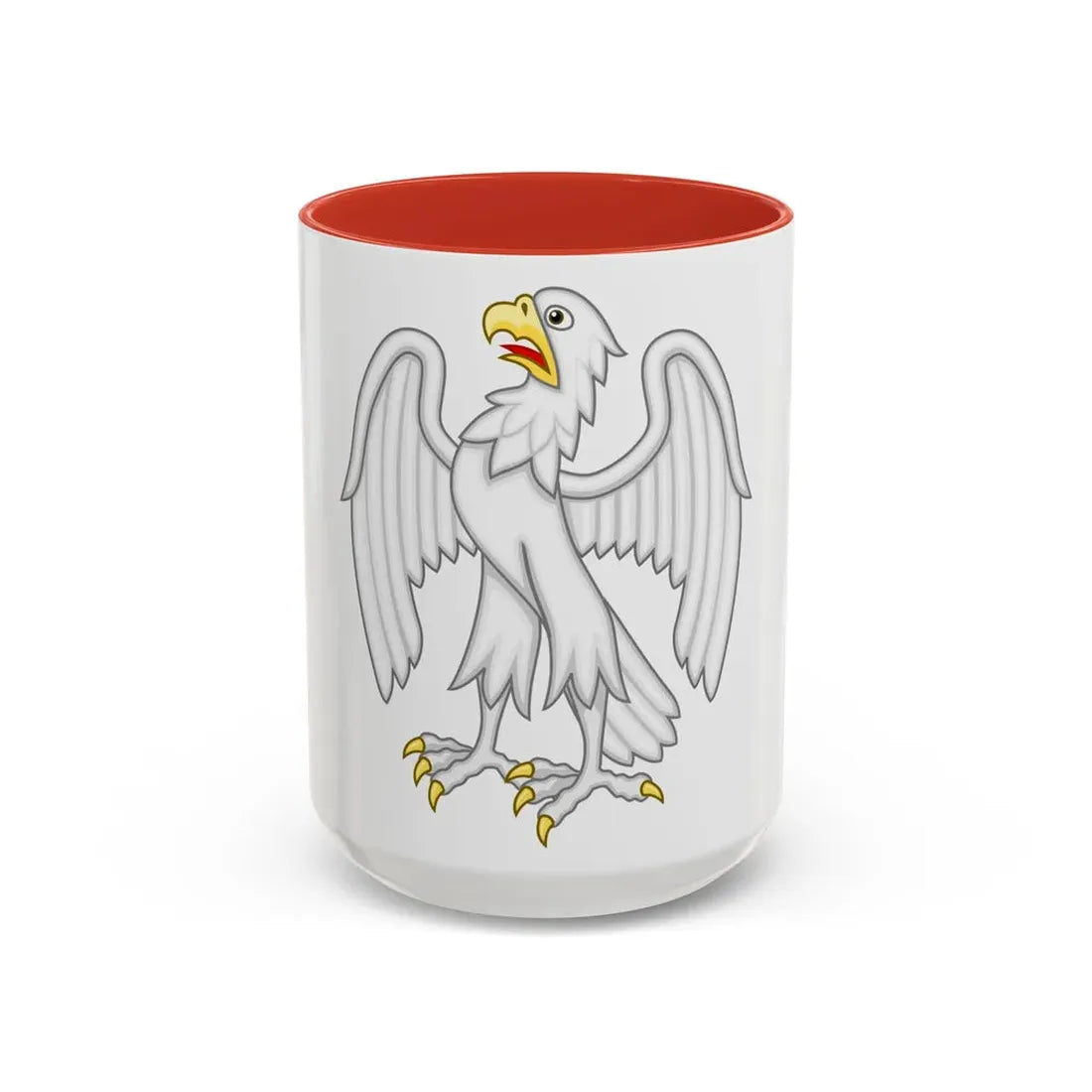 Silver Falcon Badge of Edward III - Accent Coffee Mug 15oz Red - Go Mug Yourself