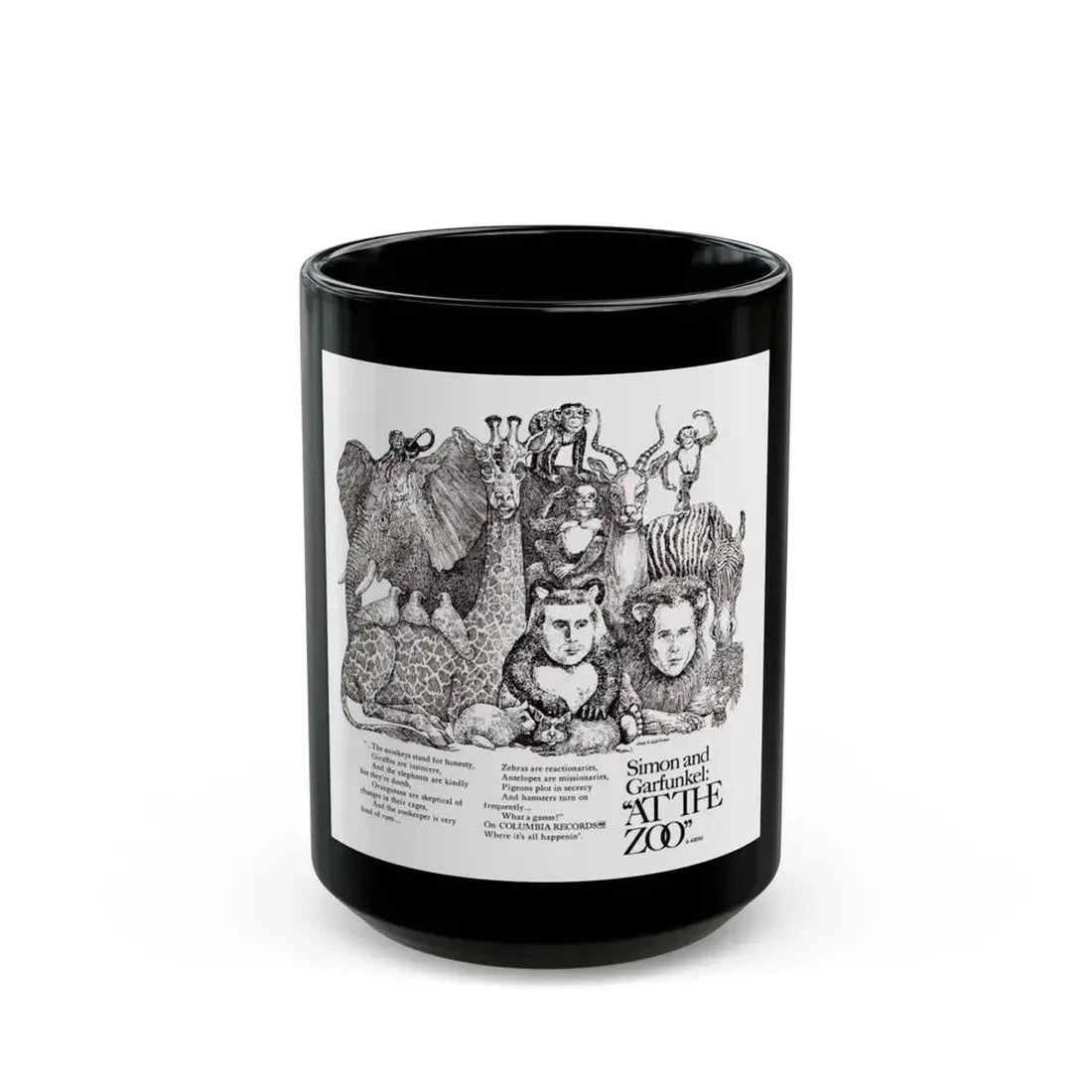 Simon and Garfunkel 1967 (Music Poster) Black Coffee Mug 15oz - Go Mug Yourself