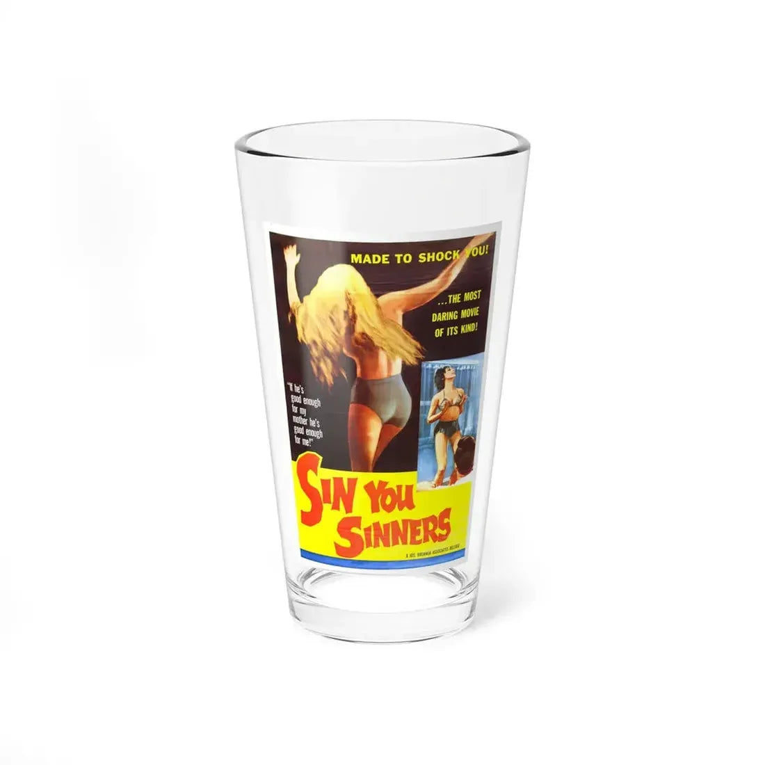 SIN YOU SINNERS 1963 Movie Poster - Pint Glass 16oz 16oz - Go Mug Yourself