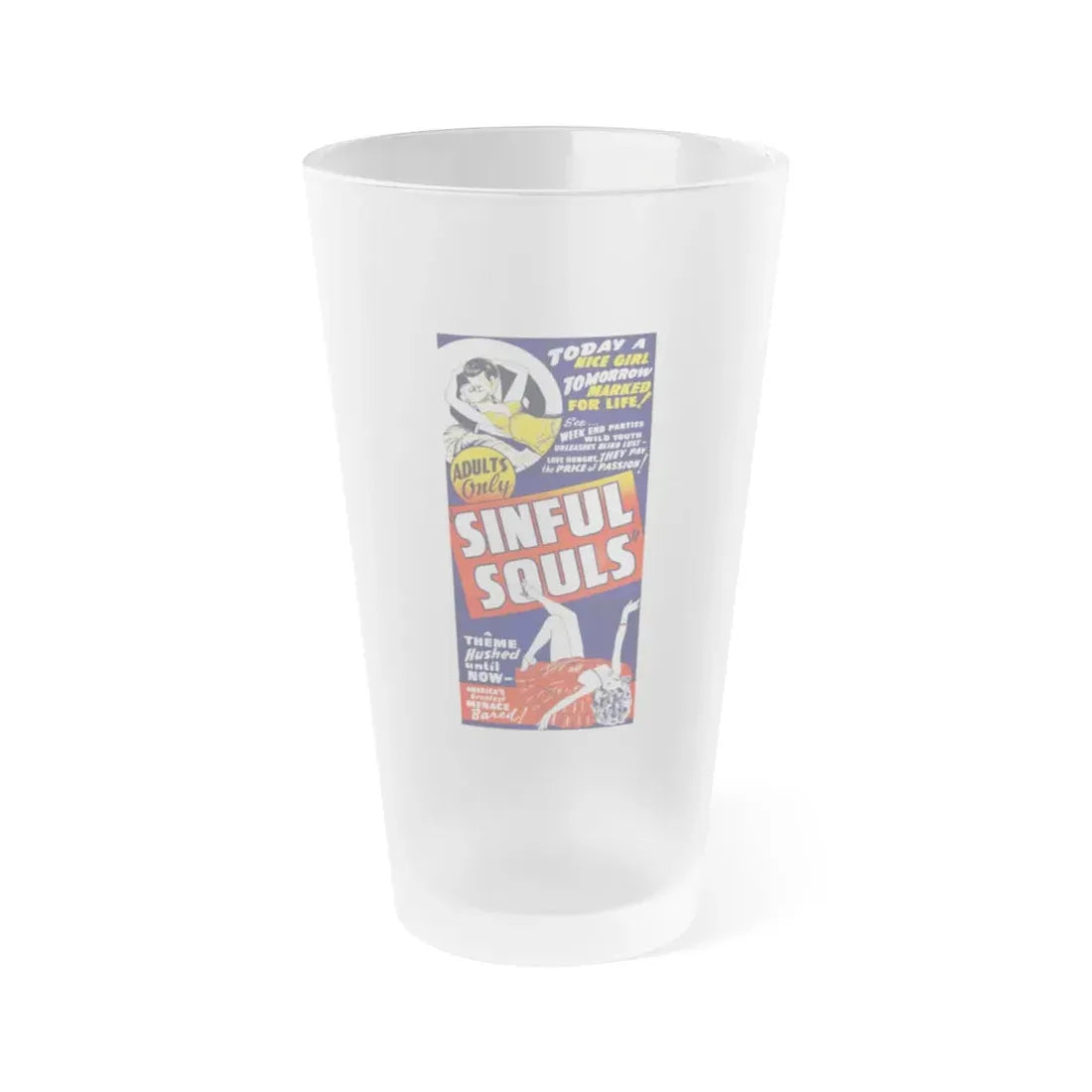 SINFUL SOULS 1939 Movie Poster - Frosted Pint Glass 16oz Default Title - Go Mug Yourself