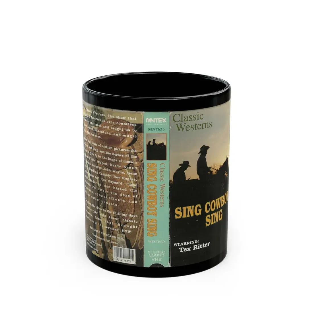 SING COWBOY SING TEX RITTER (VHS COVER) - Black Coffee Mug 11oz - Go Mug Yourself
