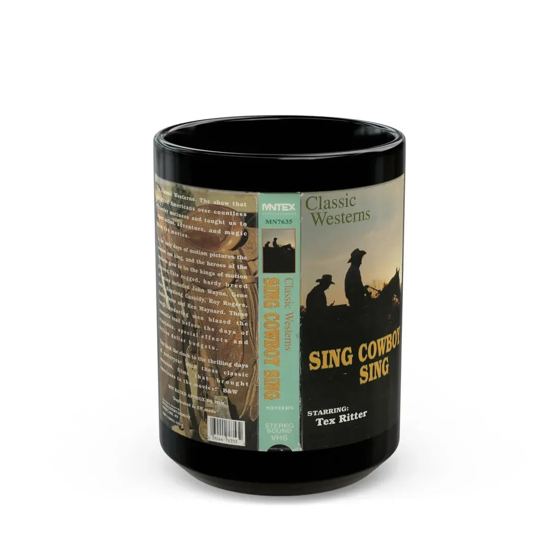 SING COWBOY SING TEX RITTER (VHS COVER) - Black Coffee Mug 15oz - Go Mug Yourself