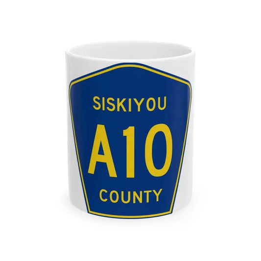 Siskiyou County A10 (California) (Road Sign) White Coffee Mug 11oz - Go Mug Yourself