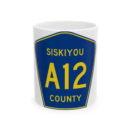Siskiyou County A12 (California) (Road Sign) White Coffee Mug 11oz - Go Mug Yourself