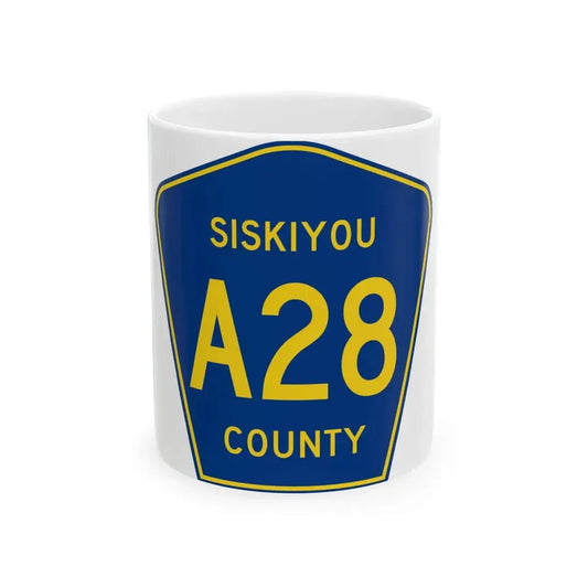 Siskiyou County A28 (California) (Road Sign) White Coffee Mug 11oz - Go Mug Yourself