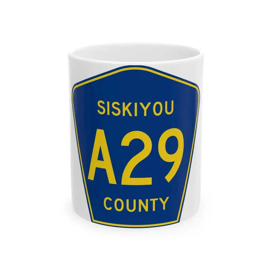 Siskiyou County A29 (California) (Road Sign) White Coffee Mug 11oz - Go Mug Yourself