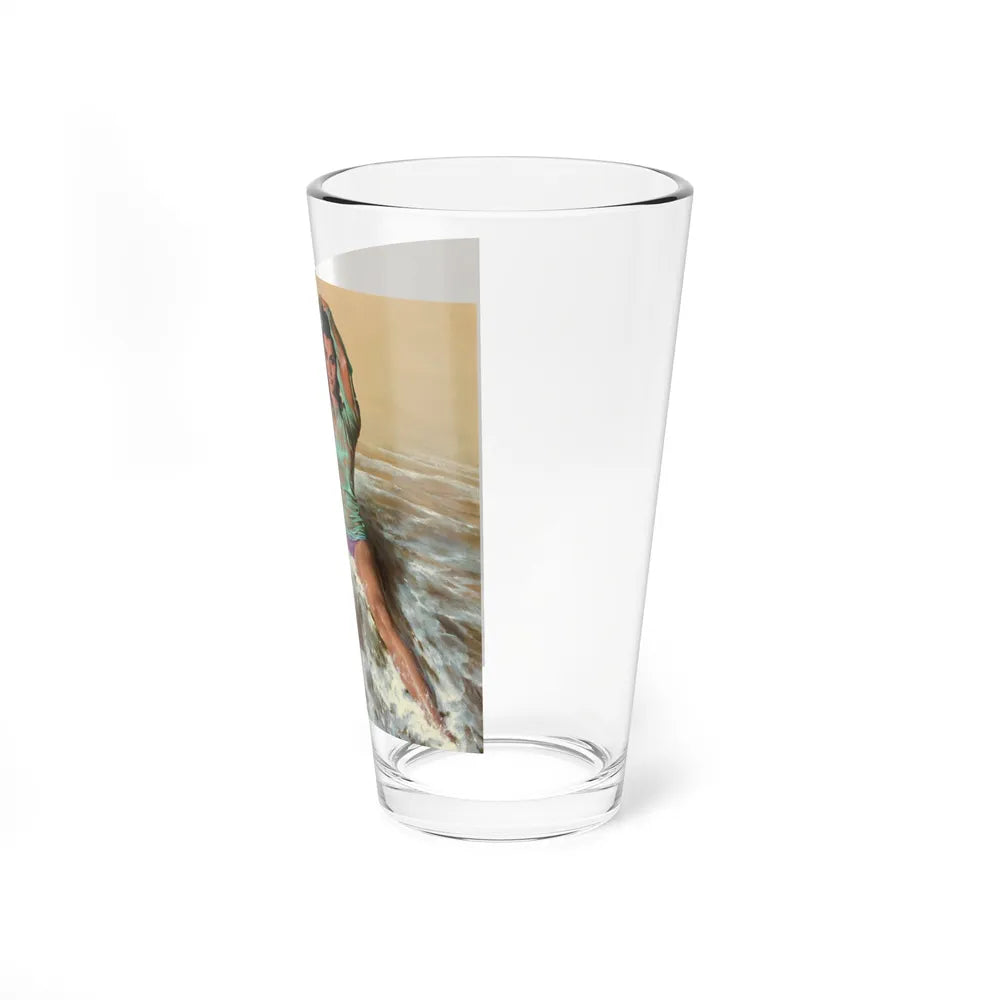 Sitting in the Surf, story illustration (Magazine Illustration) Pint Glass 16oz - Go Mug Yourself
