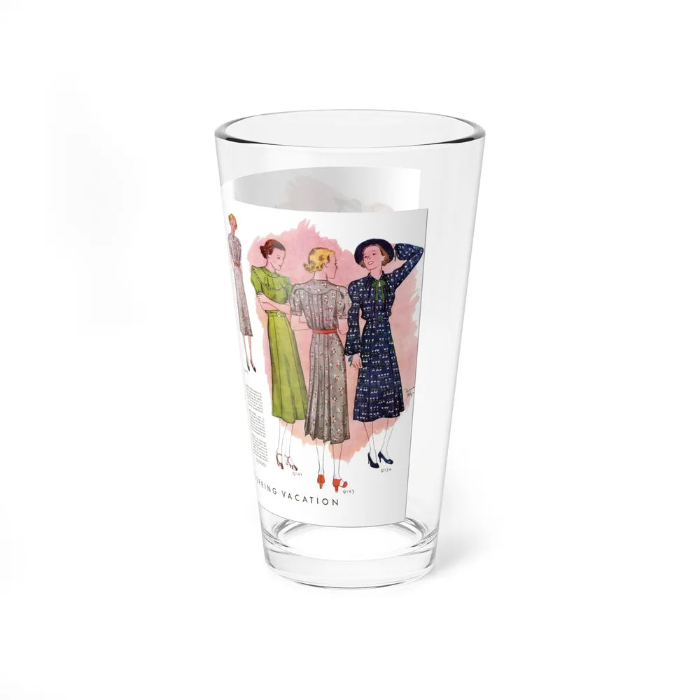 Six Dresses Dedicated To Spring Vacation, McCall's, March 1937 (Magazine Illustration) Pint Glass 16oz - Go Mug Yourself