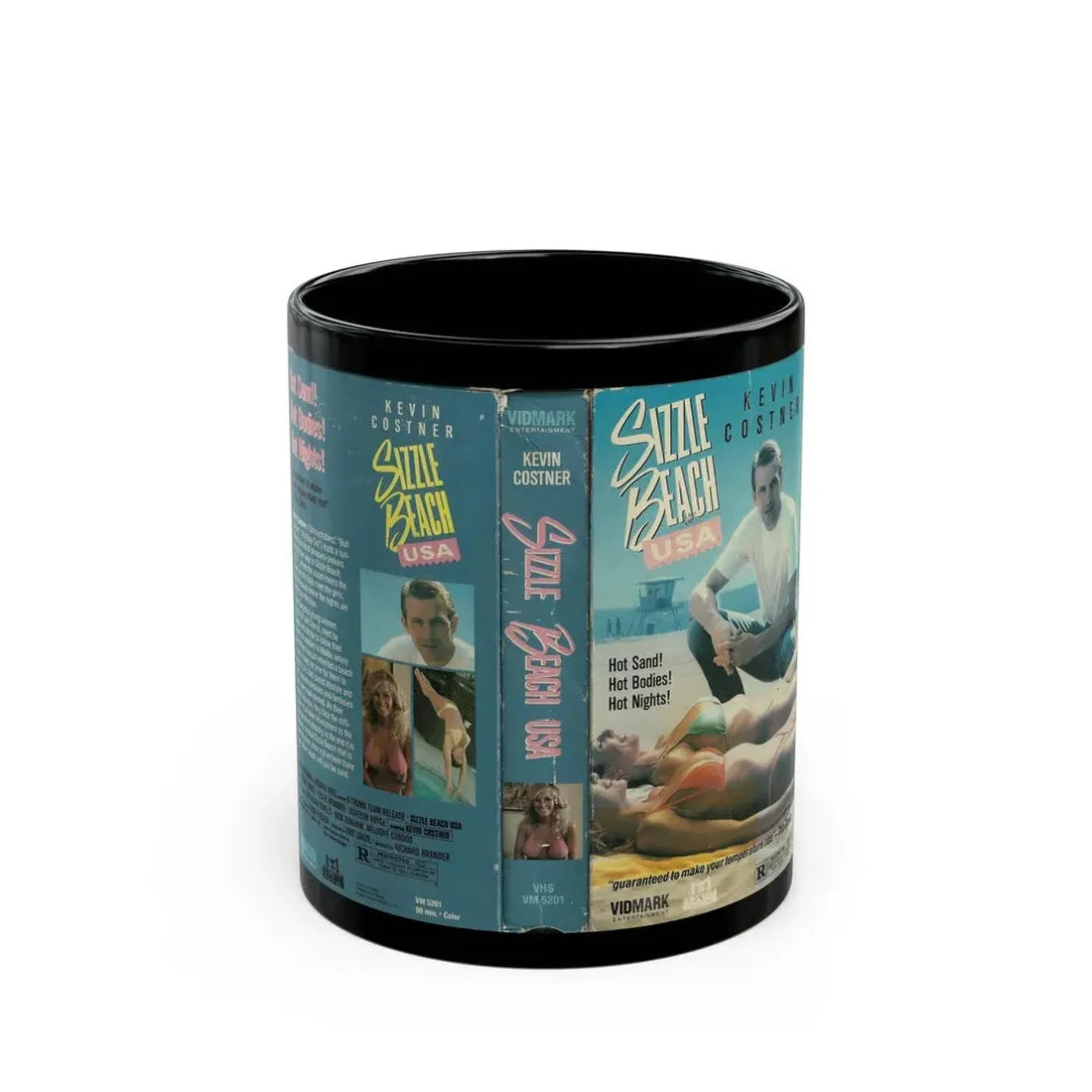 SIZZLE BEACH USA VIDMARK TROMA (VHS COVER) - Black Coffee Mug 11oz - Go Mug Yourself