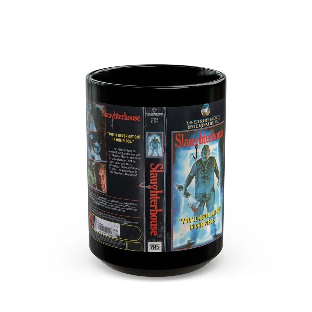 SLAUGHTERHOUSE (VHS COVER) - Black Coffee Mug-15oz-Go Mug Yourself