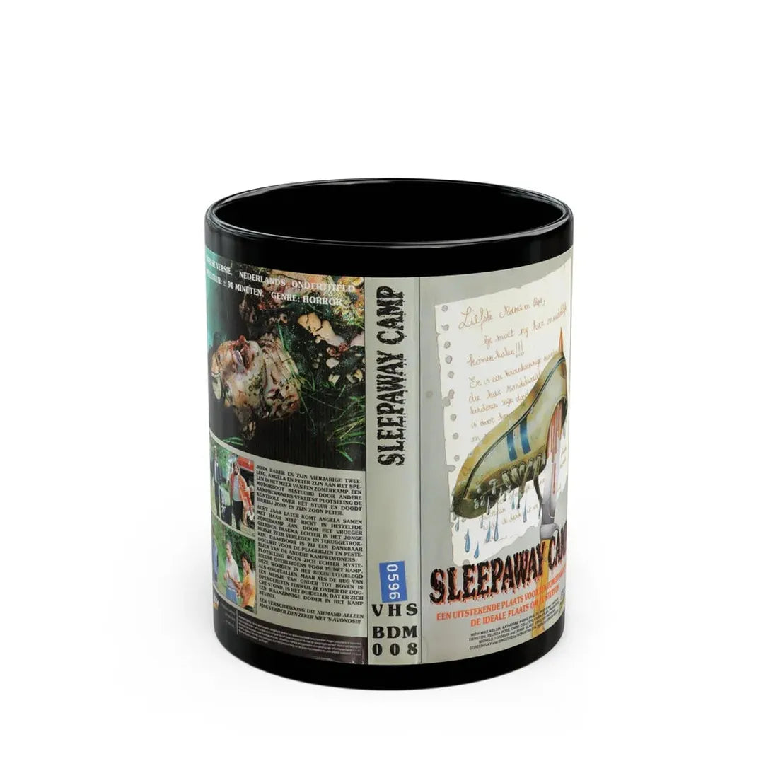 SLEEPAWAY CAMP BOM VIDEO (VHS COVER) - Black Coffee Mug 11oz - Go Mug Yourself