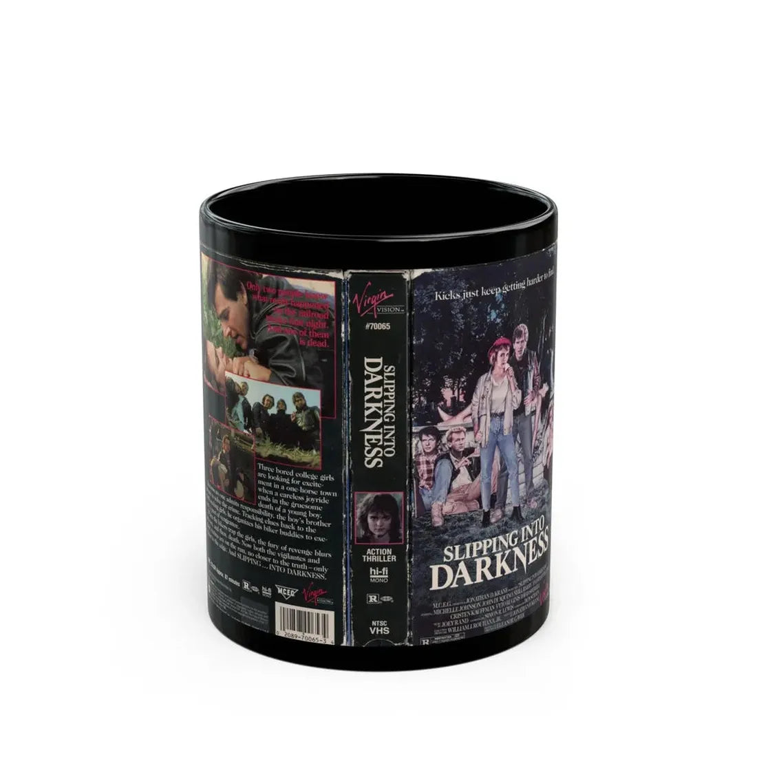 SLIPPING INTO DARKNESS (VHS COVER) - Black Coffee Mug 11oz - Go Mug Yourself