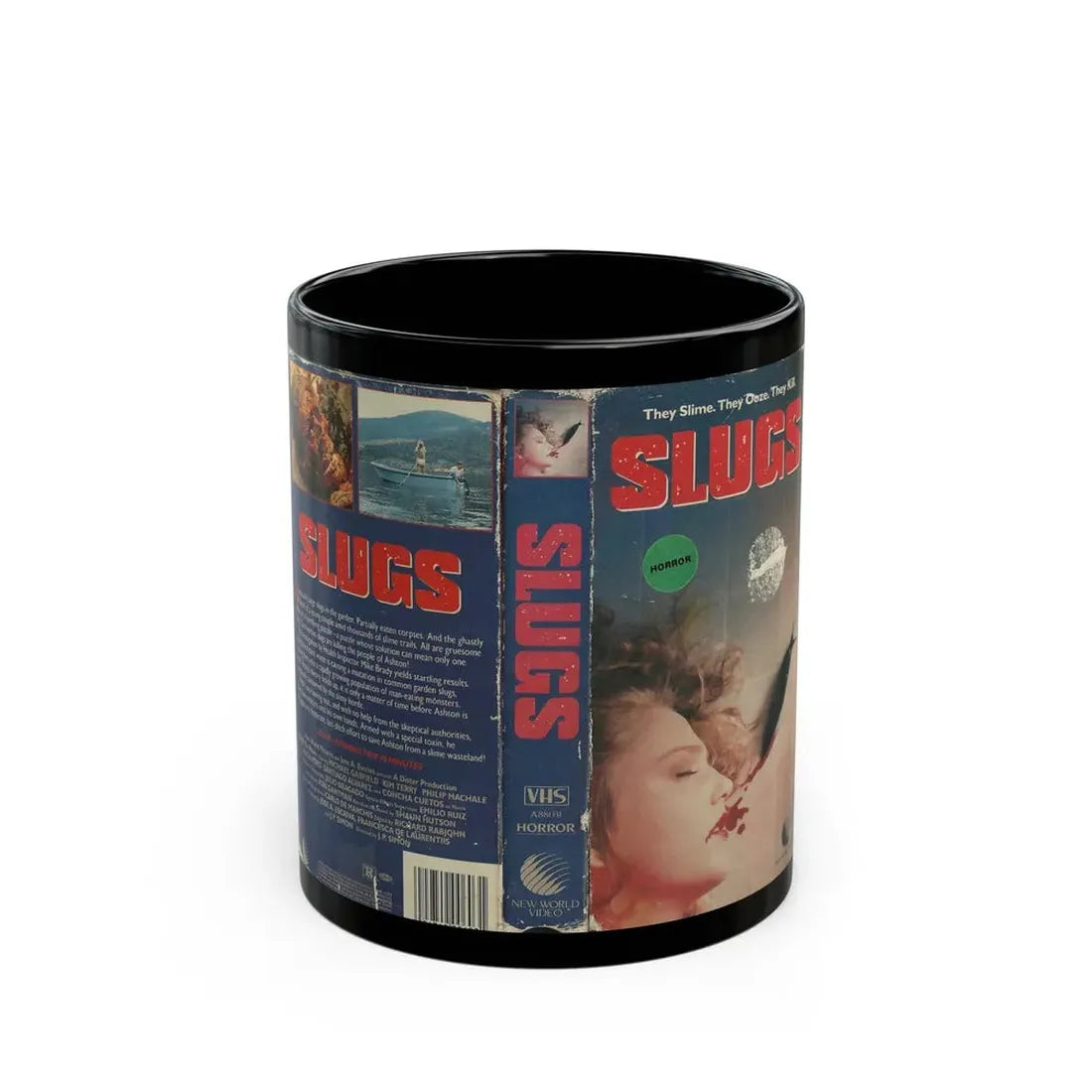SLUGS NEW WORLD VIDEO (VHS COVER) - Black Coffee Mug 11oz - Go Mug Yourself