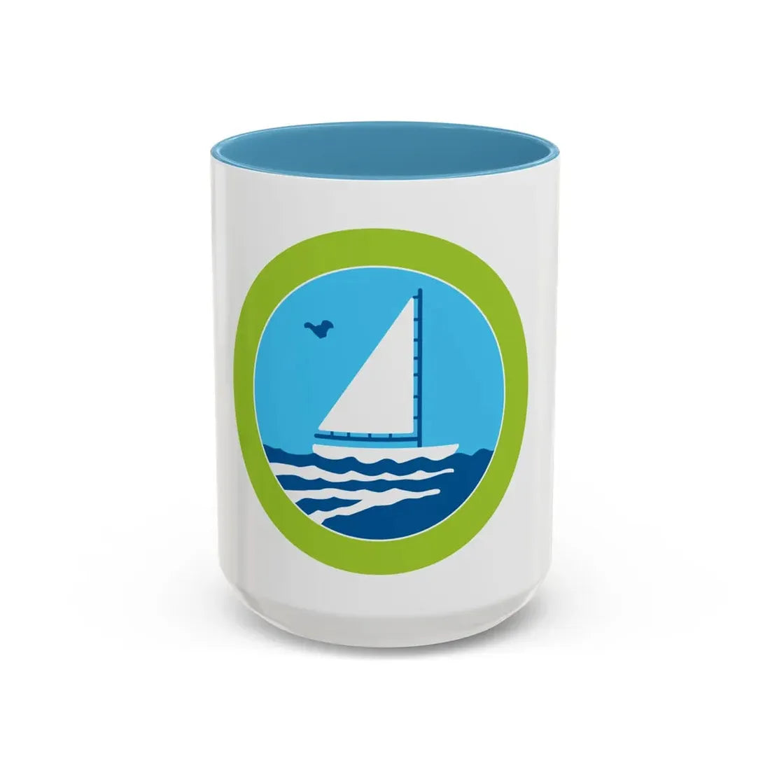 Small Boat Sailing (Boy Scout Merit Badge) Accent Coffee Mug 15oz Light Blue - Go Mug Yourself